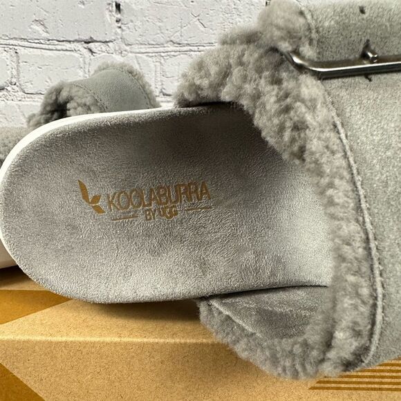 Koolaburra by UGG Pasea Slides Slip-Ons Sandals Shoes Vegan Wild Dove Gray NEW - Picture 4 of 7